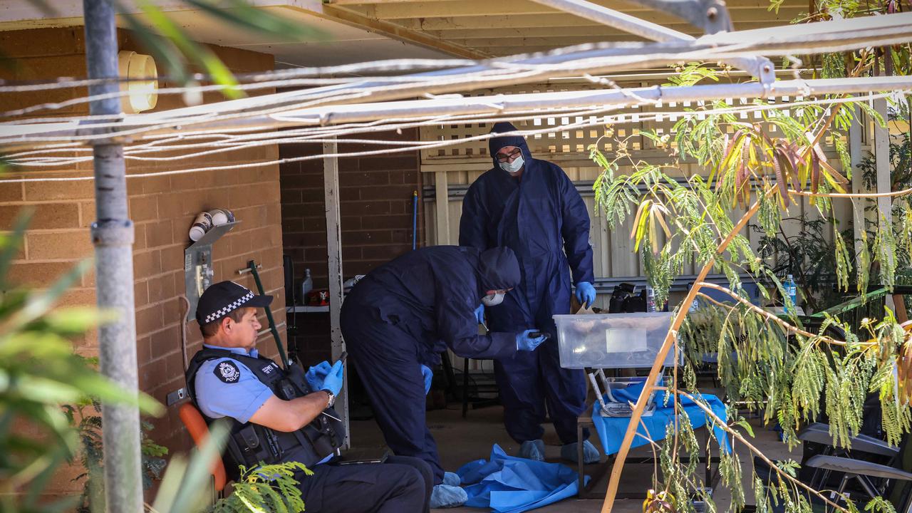 Police forensics search the house where Cleo Smith was found in 2021. Picture: Colin Murty