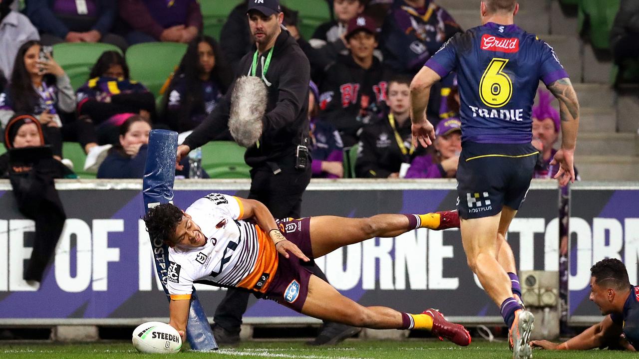 Selwyn Cobbo had a mixed night against Storm. Picture: Kelly Defina/Getty Images