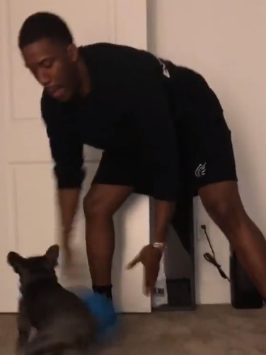 Lamar Patterson with his french Bulldog Kobe. Picture: Instagram