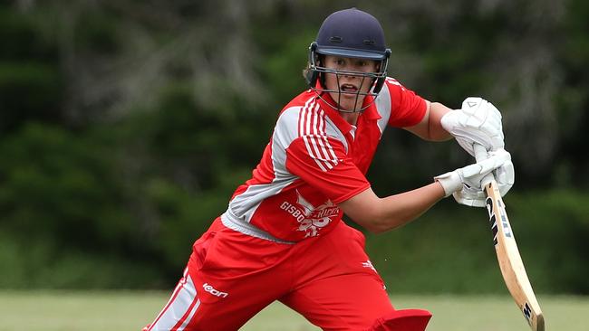 GDCA Cricket: Sunbury United v Gisborne: Wilhem Mackay of Gisborne batting on Saturday, December 4, 2021 in Sunbury, AustraliaPhoto: Hamish Blair