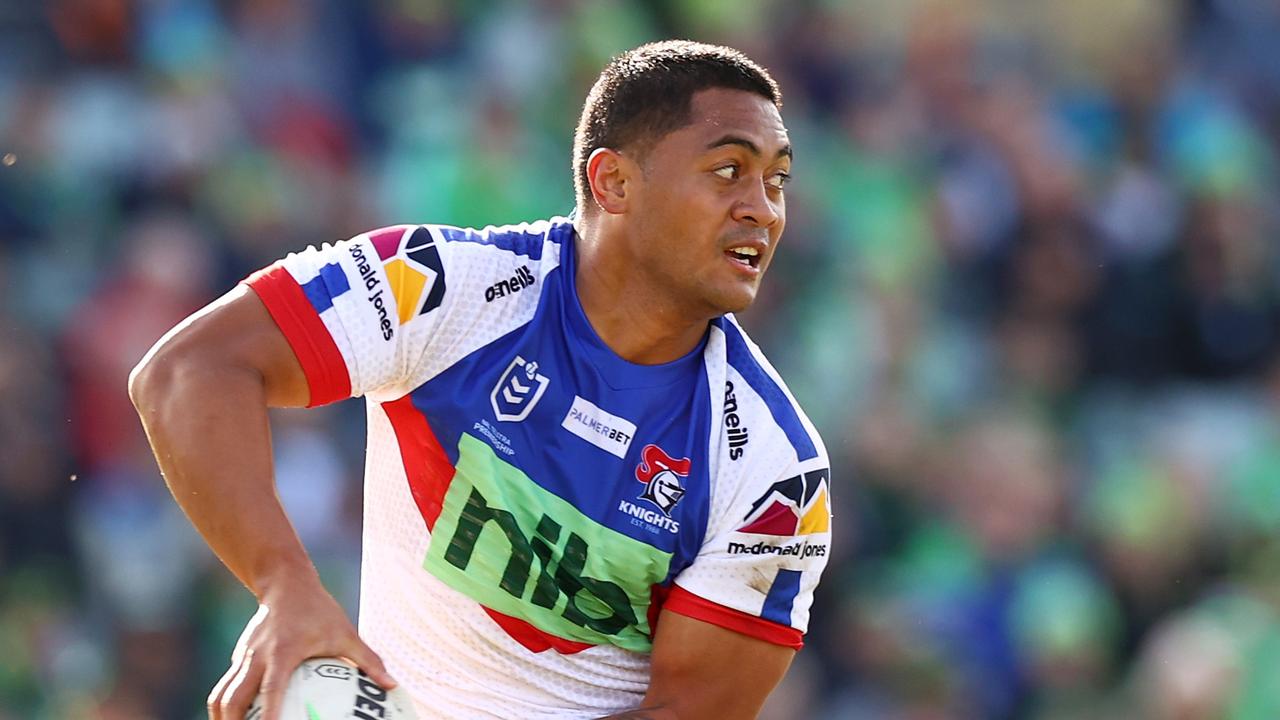 CANBERRA, AUSTRALIA - JUNE 19: Anthony Milford of the Knights in action during the round 15 NRL match between the Canberra Raiders and the Newcastle Knights at GIO Stadium, on June 19, 2022, in Canberra, Australia. (Photo by Mark Nolan/Getty Images)