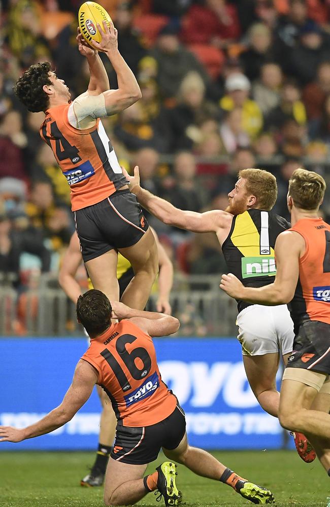 Tim Taranto took a lovely mark and kicked a couple of goals for the Giants. Picture: AFL Media/Getty Images