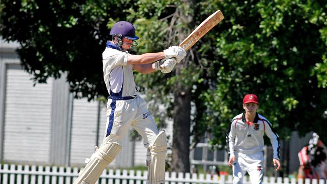 The South Sport School batsman Lachlan Crumb. GPS First XI cricket match between The South Sport School and Terrace. Saturday March 27, 2021. Picture, John Gass