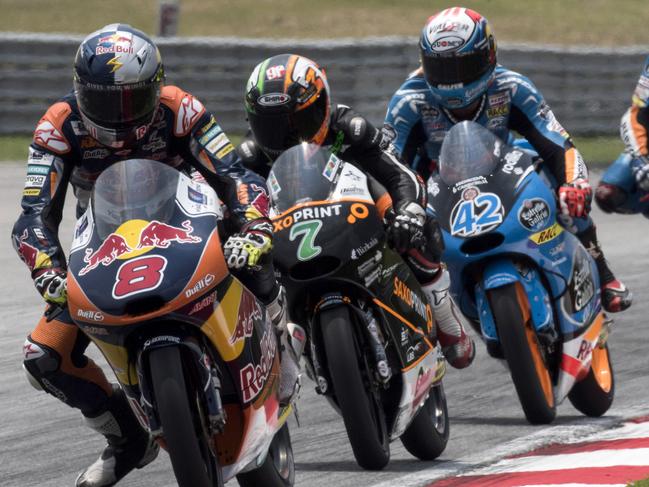 KUALA LUMPUR, MALAYSIA - OCTOBER 26: Jack Miller of Australia and Red Bull KTM Ajo leads the field during the Moto3 race during the MotoGP Of Malaysia - Race at Sepang Circuit on October 26, 2014 in Kuala Lumpur, Malaysia. (Photo by Mirco Lazzari gp/Getty Images)