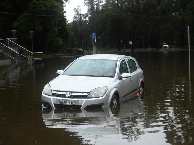 Campbell Street in Manly Vale on Sydney’s Northern Beaches as flash flooding causes havoc. Picture: Jeremy Piper