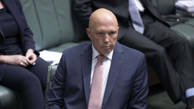 Peter Dutton told the joint Coalition partyroom the censure is an ‘opportunistic swipe’. Picture: Gary Ramage