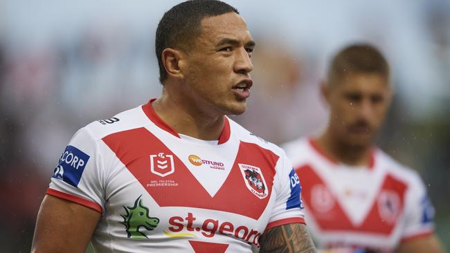 WOLLONGONG, AUSTRALIA – MARCH 15: Tyson Frizell of the Dragons looks on during the round 1 NRL match between the St George Illawarra Dragons and the Wests Tigers at WIN Stadium on March 15, 2020 in Wollongong, Australia. (Photo by Brett Hemmings/Getty Images)