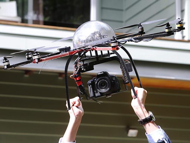 Real estate agents use drones to get aerial photographs of properties. Picture: Annette Dew