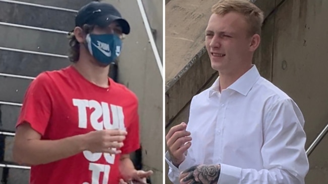 Robert Hugh Shaw, 19, and Robert Kyle Kimber, 20, leaving Beenleigh courthouse.