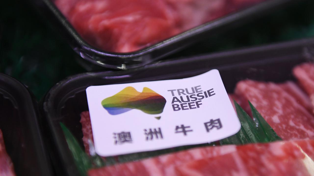 Australian beef is seen at a supermarket in Beijing.