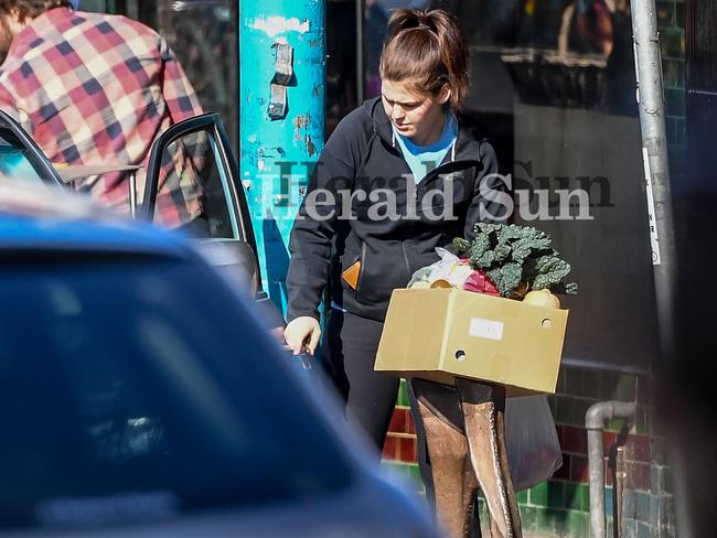 Disgraced wellness blogger Belle Gibson shops at an organic food store in Northcote. Picture: Jake Nowakowski