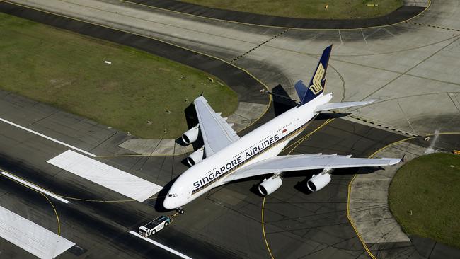 An A380 at Sydney Airport. Picture: John Appleyard