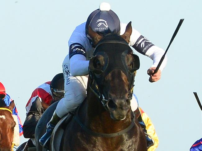 Jonker races clear of his rivals to win the Keith Noud Quality at Doomben. Picture: Trackside Photography