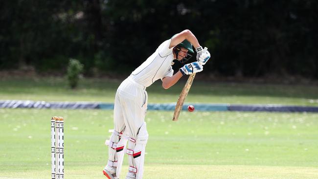 Action from the game between Brisbane Boys College and Toowoomba Grammar. BBC's Lachlan Biggs bats. Picture: Tertius Pickard