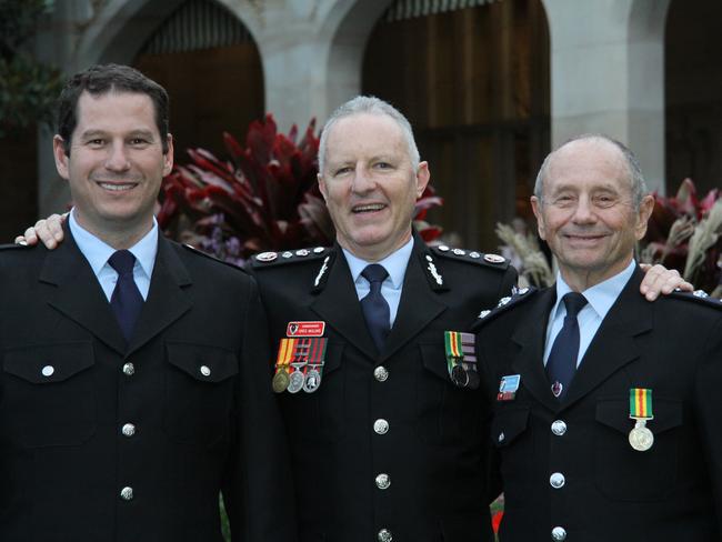 Picture with his son and FRNSW Commissioner Greg Mullins when he received his Australian Fire Service Medal.