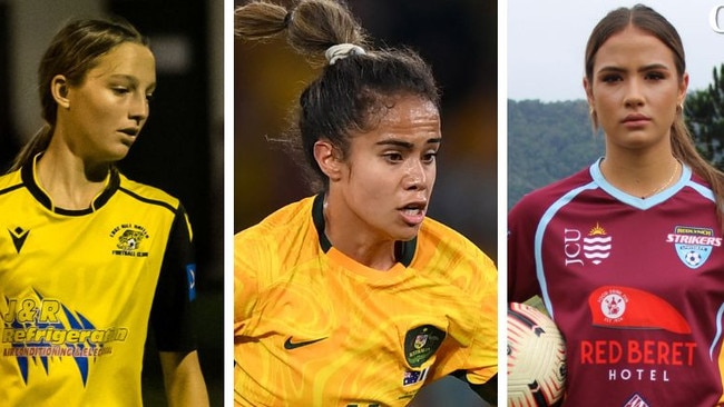 Matildas star Mary Fowler (centre) is the latest national representative from the Far North, inspiring the likes of Tully Heatley (left) and Eve Stuart (right).