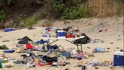 The mess discovered on Yarra Bay Beach. Picture: Supplied