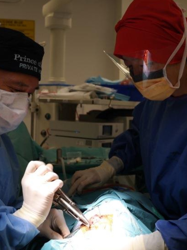 Charlie To and Je together in the operating theatre. Picture: Supplied