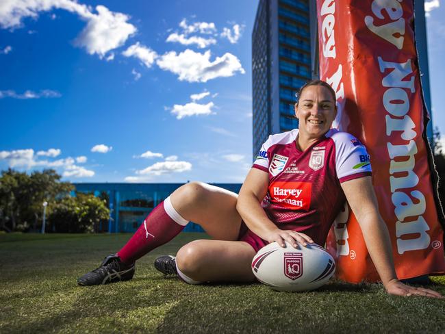 Queensland Women’s Origin player Steph Hancock ahead of her State of Origin game this week. (Photo: Nigel Hallett)