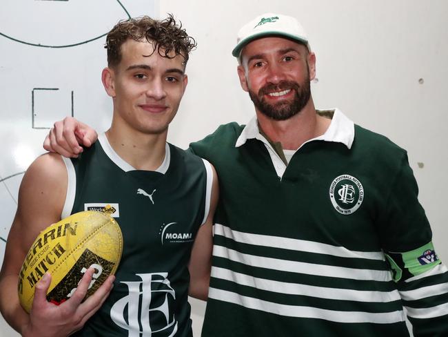 Carlton father-son prospect Cody Walker with his father Andrew. Picture: Yuri Kouzmin