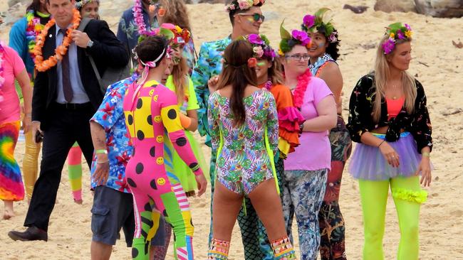 Bondi was a blaze of colour for the Royal visit. Picture: John Grainger