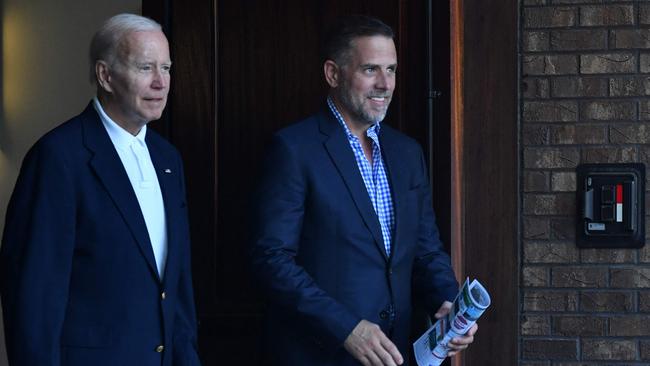 US President Joe Biden (L) alongside his son Hunter Biden. Picture: AFP.