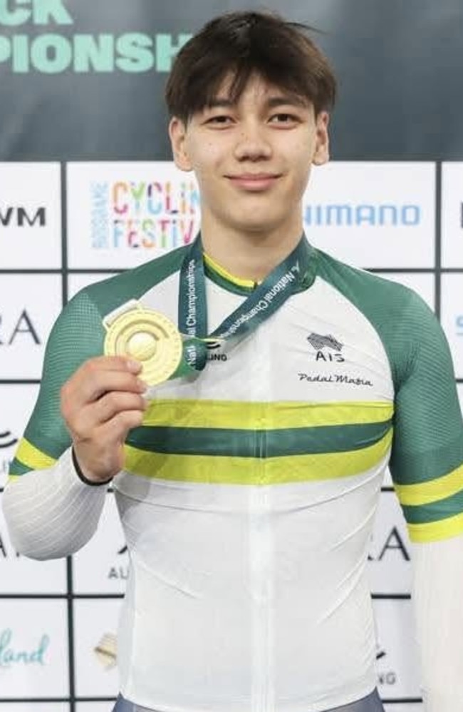 At the 2025 Queensland State Track Championships, Mitchell Louie claimed gold in the Sprint and silver in the Time Trial, along with a Keirin victory that crowned him JM19 State Champion. Picture: Andrew Trovas