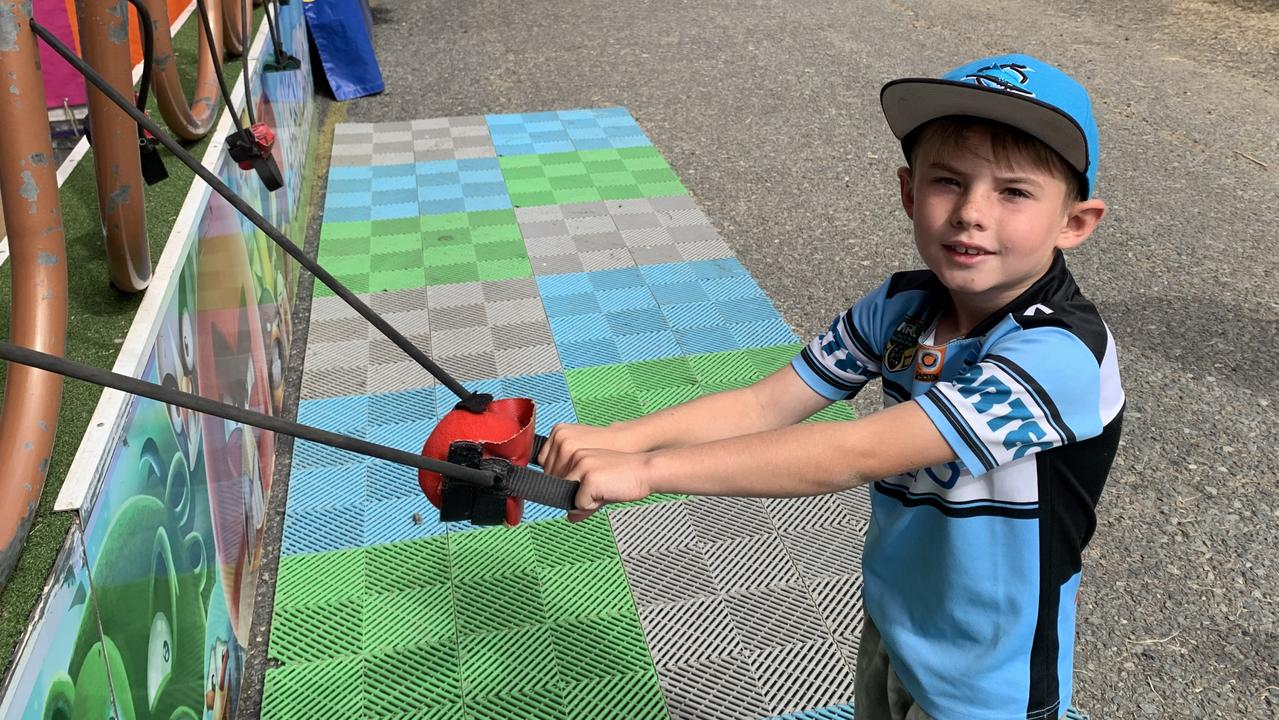 Fletcher Gamblin prepares to go for a prize at the Mackay Show on Thursday, June 16. Picture: Duncan Evans