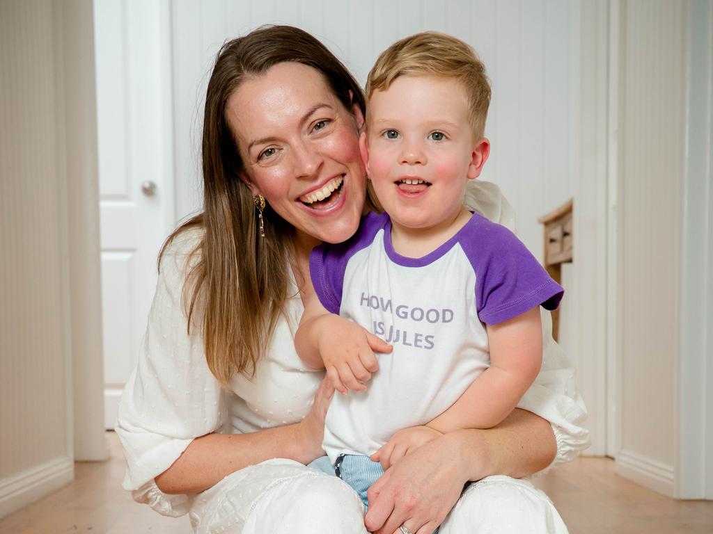 Widower Allison Jefferis and Percy, 2, encourages Aussies to ‘listen to their bodies’ and stick up for themselves. Picture: Richard Walker