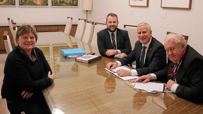 AT THE TABLE: Cr Janelle Stanford, Cr Cameron O'Neil and Cr Peter Flynn meeting with Deputy Prime Minister Michael McCormack last week in Canberra.