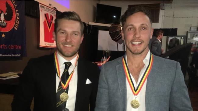 River Murray Football League Mail Medal winners Clint Diment (left) and Taite Silverlock. Picture: Facebook