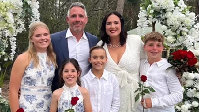 Corey and Margaux Parker renewed their wedding vows with the help of their children. Picture: Instagram
