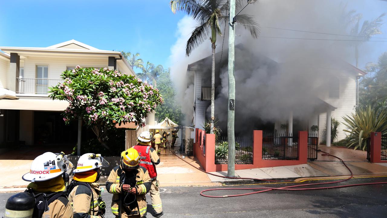 Fire at a private residence at =Woolloongabba apparently caused by solar lithium battery overcharge. Photo: AAP Image/Richard Waugh.