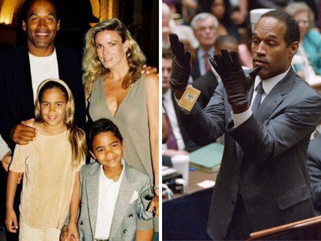 OJ Simpson with Nicole Simpson Brown and during the murder trial. Photos: Supplied/AFP