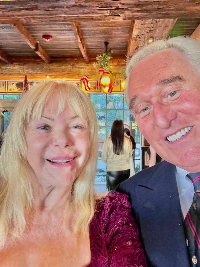 Christa Billich with former Trump adviser Roger Stone at Mar-a-Lago.