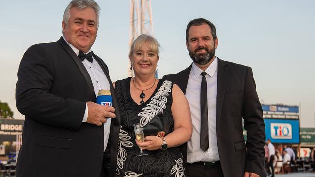 Anthony Harrison, Kerrie Harrison and Simon Lavers at the 2023 AFLNT Hall of Fame. Picture: Pema Tamang Pakhrin