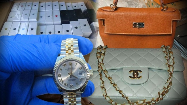 A haul of luxury goods seized by Australian Border Force officials.