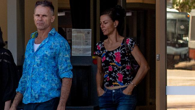 The owners of Lola's Pergola leave Local Court in Darwin after having their matter adjourned.