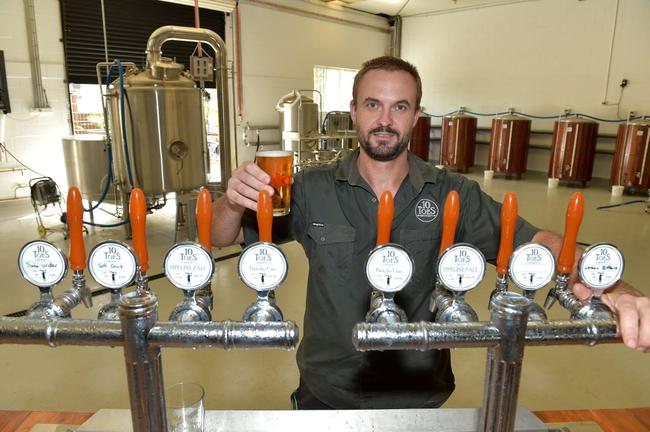 Rupert Hall has opened his own brewery in Maroochydore called 10 Toes. Picture: Warren Lynam