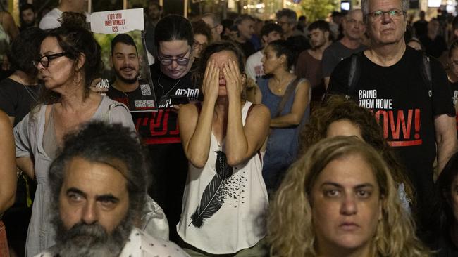 Families of people being held hostage in Gaza rallied in Tel Aviv on Tuesday. Picture: Getty Images