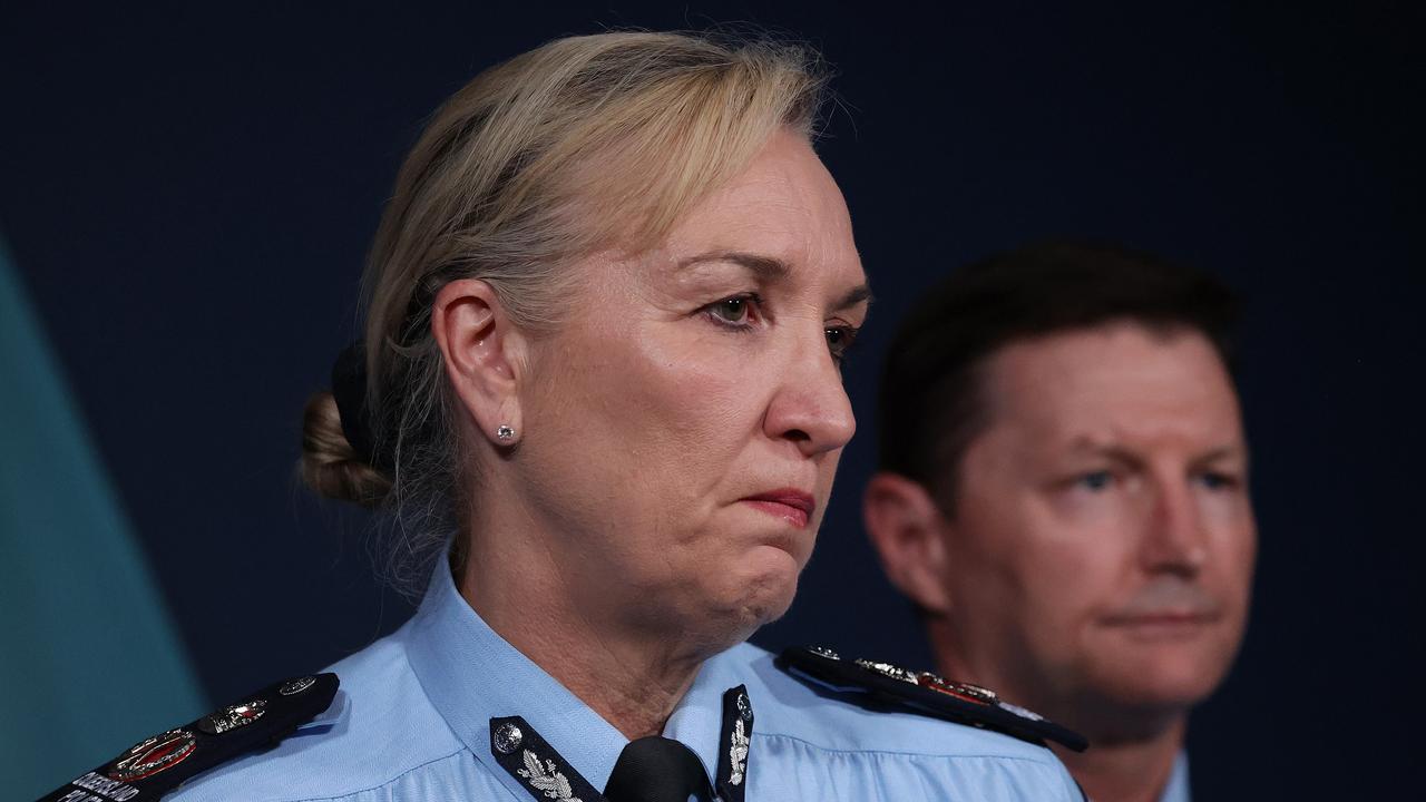 Police Commissioner Katarina Carroll during a media conference in Brisbane on Monday. Picture: Liam Kidston