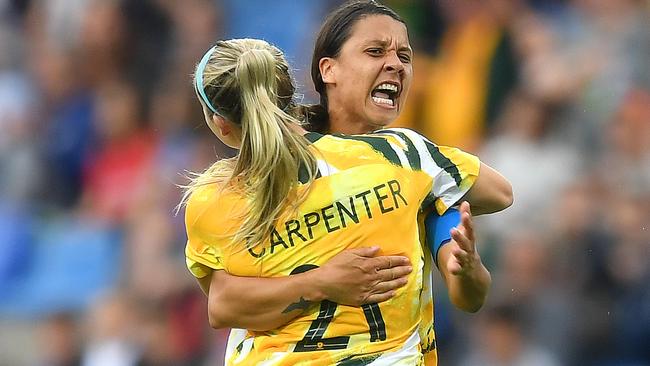 Emotions get the better of Matildas skipper Sam Kerr.