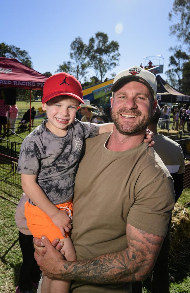 Rocky (left) and Robbie Witt at Sadie's Day Out, a special community event to celebrate the life of five-year-old crash victim Sadie, held at Cambooya State School, Saturday, June 7, 2025. Picture: Kevin Farmer