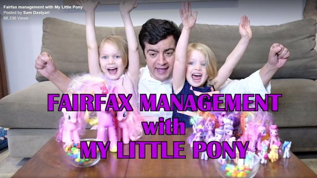 Sam Dastyari and his daughters in one video.