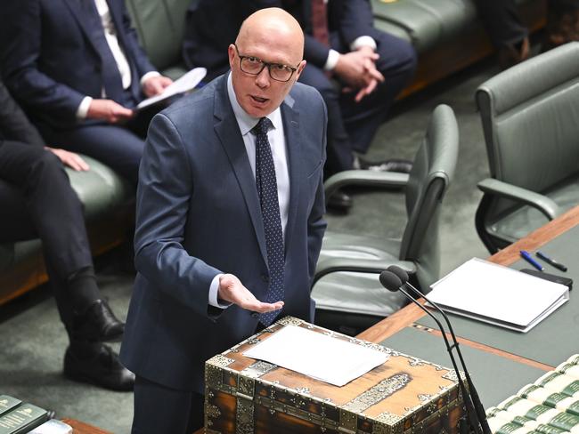 Opposition Leader Peter Dutton this week, accused the Albanese government of “walking both sides of the street” in relation to the unfolding issues in the Middle East. Picture: NewsWire / Martin Ollman