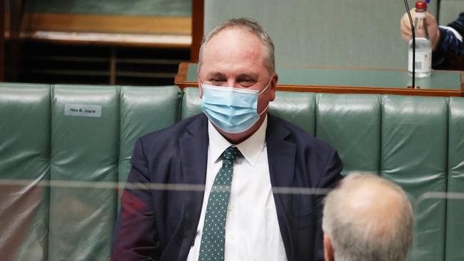 CANBERRA, AUSTRALIA - NewsWire Photos OCTOBER 21, 2021: Prime Minister Scott Morrison and Barnaby Joyce during Question Time in the House of Representatives in Parliament House Canberra. Picture: NCA NewsWire / Gary Ramage