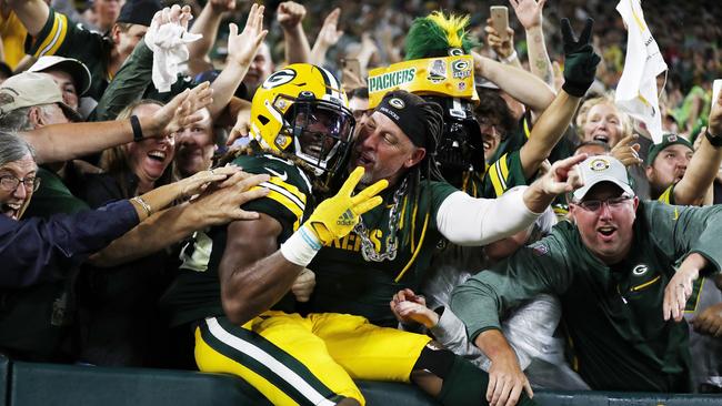 Fans had one hell of a welcome back from Jones. Photo by Wesley Hitt/Getty Images