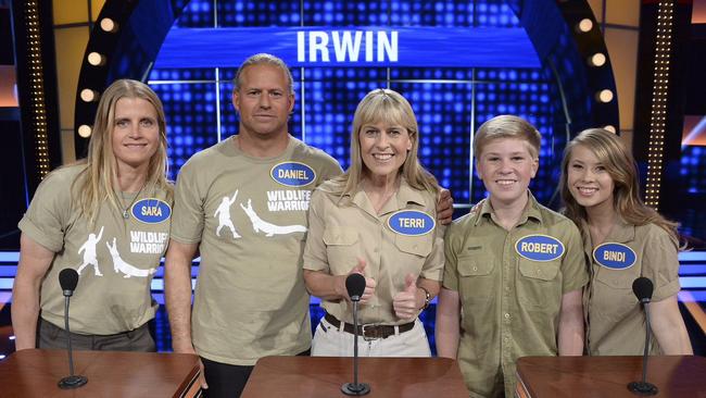 The Irwin family on ABC's Celebrity Family Feud in the US. Picture: ABC