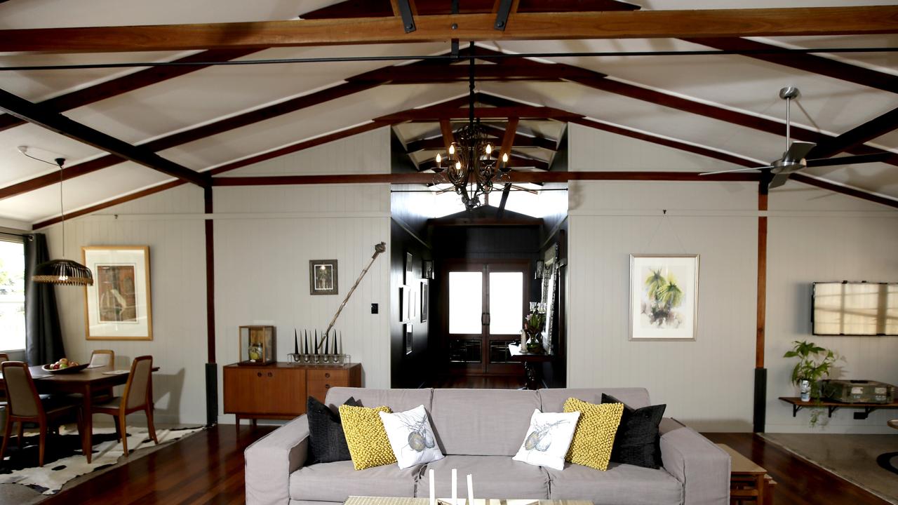 The interior of town planner Elizabeth Taylor's house which was an old Church Hall in Freshwater that she renovated. Picture: Anna Rogers