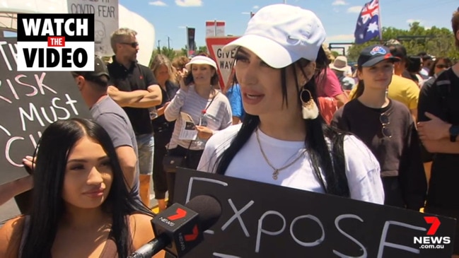 Anti-vaccine mandate 'freedom' rally at Adelaide Entertainment Centre (7 NEWS Adelaide)